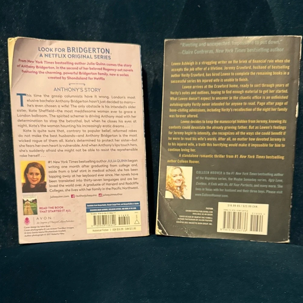 Bridgerton Viscount Who Loved Me Julia Quinn & Verity by Colleen Hoover Book Set
